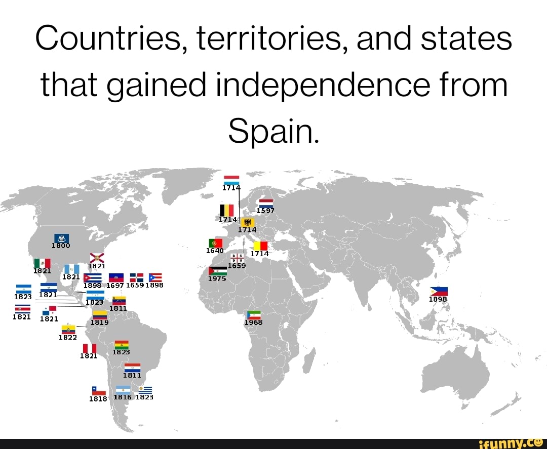 File:Map of Countries that have gained independence from Spain