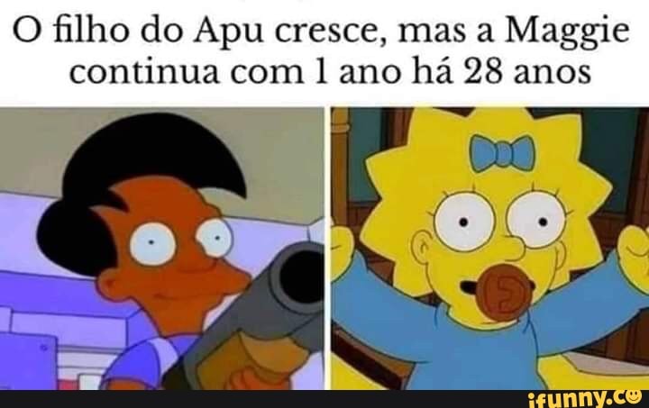 O filho do Apu cresce, mas a Maggie continua com ano há 28 anos
