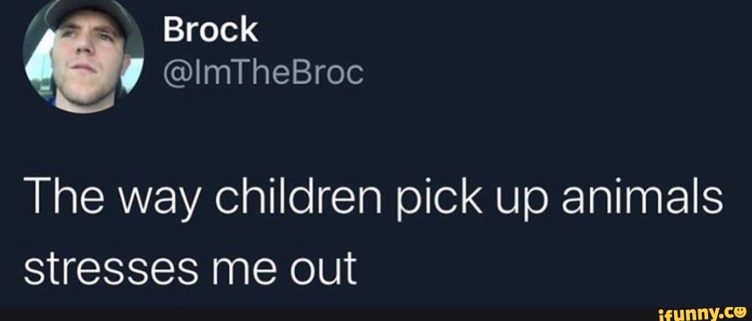 Brock
@ImTheBroc
The way children pick up animals stresses me out