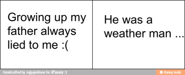 Growing up my
father always
He was a
weather man...