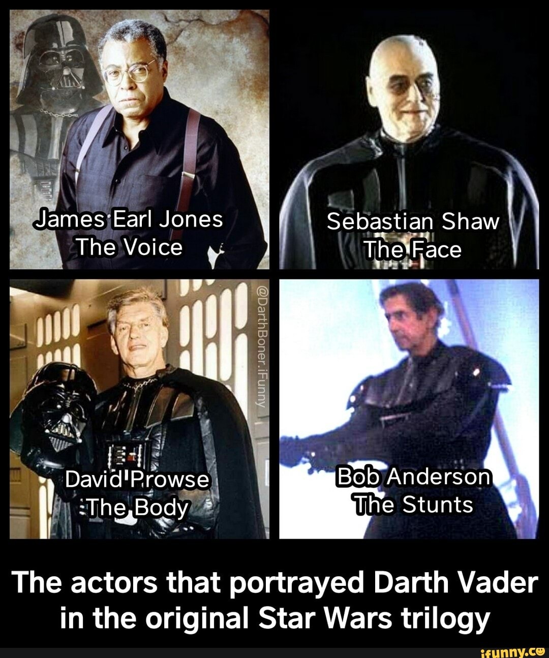 James Earl Jones Sebastian Shaw The Voice The'Face Bob Anderson The