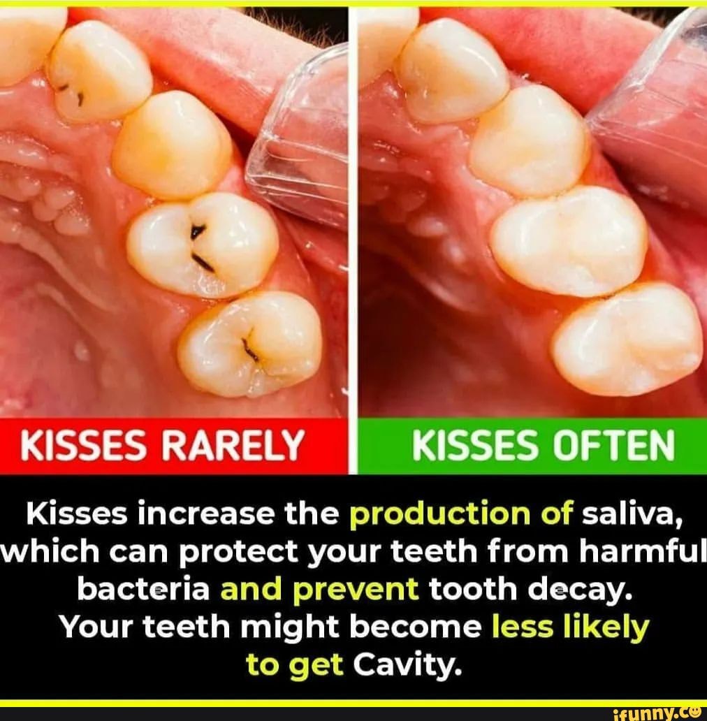 KISSES RARELY KISSES OFTEN Kisses increase the production of saliva