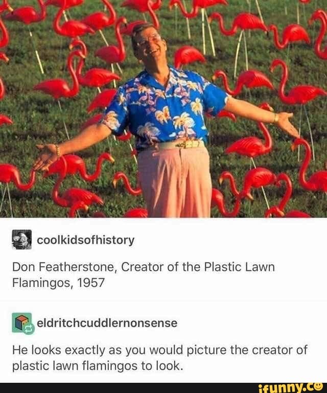 Coolkidsofhistory Don Featherstone Creator Of The Plastic Lawn Flamingos 1957 E Eldritchcuddlernonsense He Looks Exactly As You Would Picture The Creator Of Plastic Lawn Flamingos To Look Ifunny