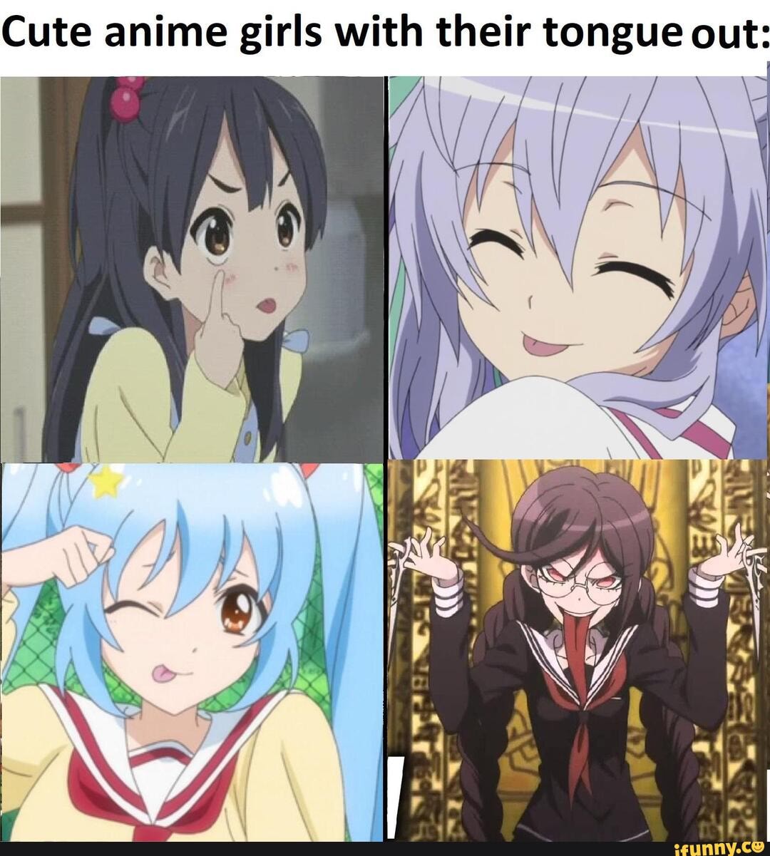 Cute anime girls with their tongue out INA if of \ iFunny