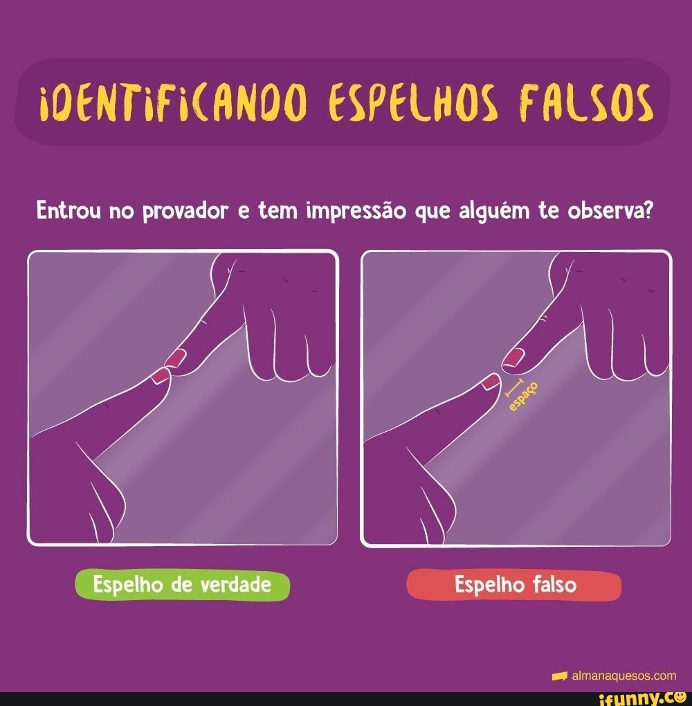 IDENTIFICANDO ESPELHOS FALSOS
Entrou no provador e tem impressão que alguém te observa?