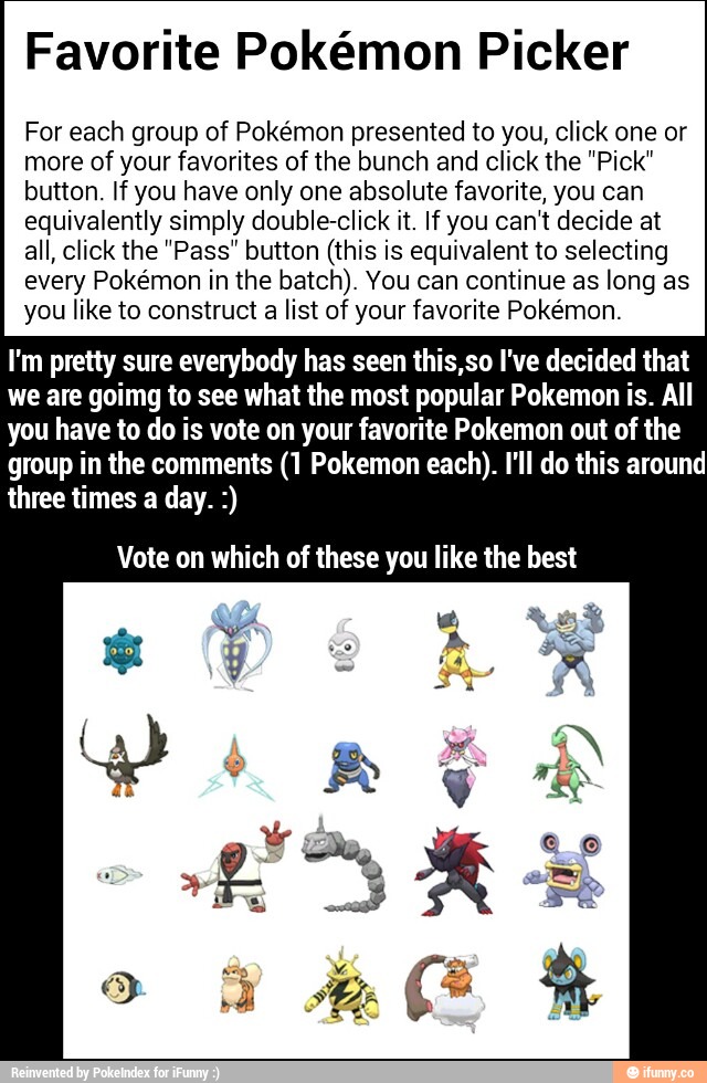 Favorite Pokémon Picker For Each Group Of Pokémon Presented To You ...