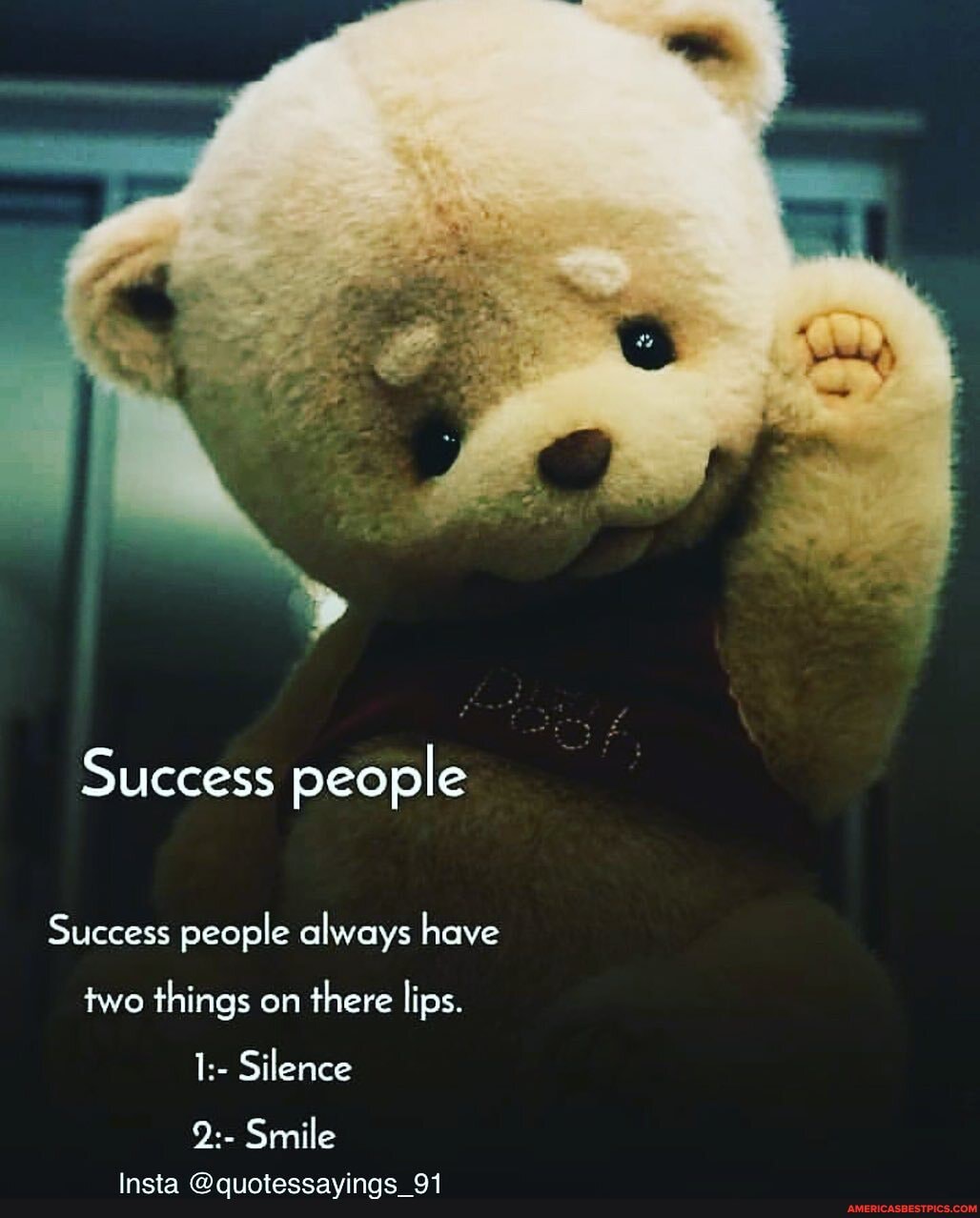 Success people
Success people always have two things on there lips.
1:- Silence
2:- Smile
Insta @quotessayings_ 91