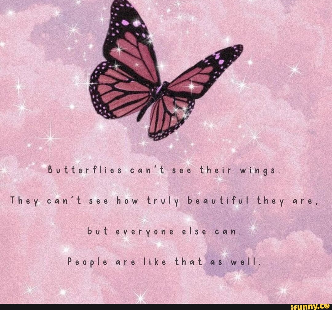 Butterflies can't see their wings. They can't see how truly beavtiful