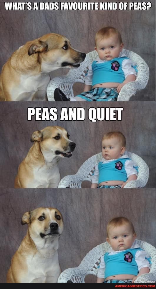 WHAT'S A DADS FAVOURITE KIND OF PEAS?
PEAS AND QUIET