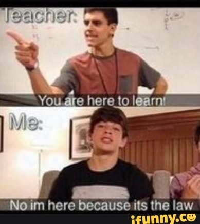 You ate here
No im here because its the law