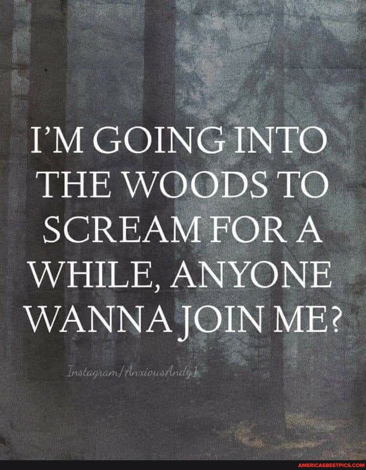 UM GOING INTO THE WOODS TO SCREAM FOR A
WHILE, ANYONE
WANNA JOIN ME?