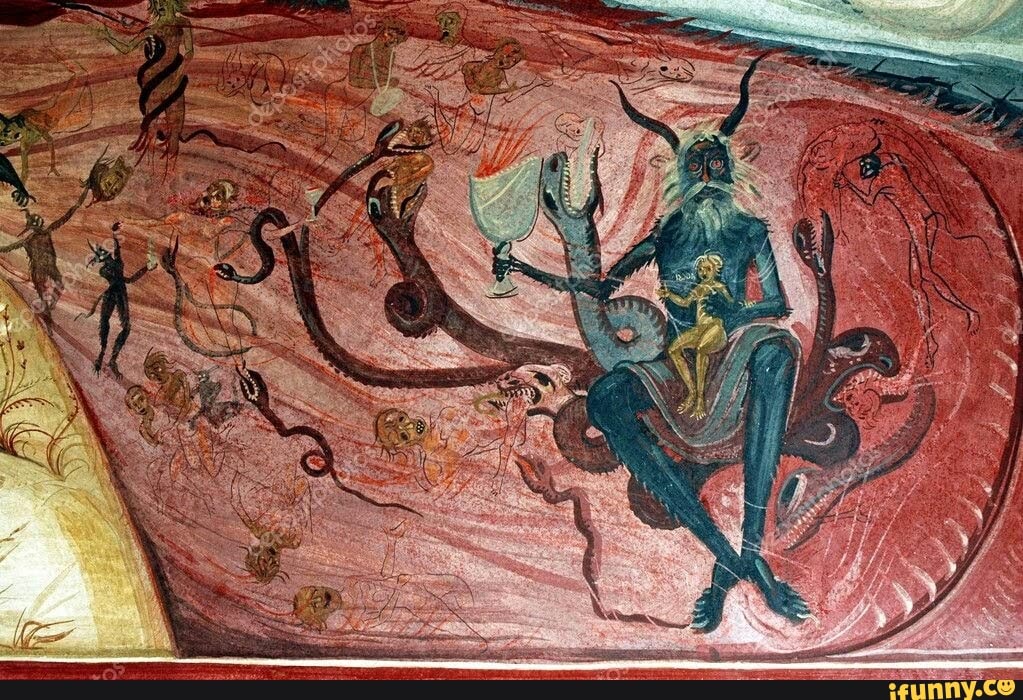 tismana, monastary, romanian, devil, mural