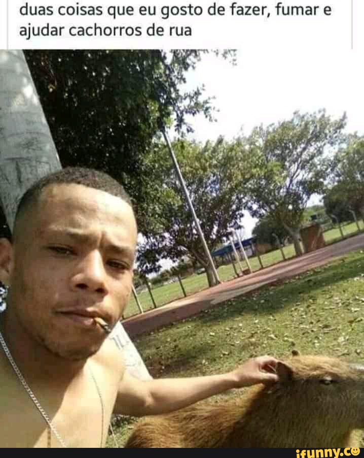 duas coisas que eu gesto de fazer, fumar ajudar cachorros de rua