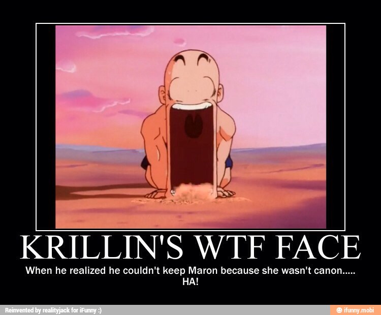 KRILLIN'S WTF FACE When he realized he couldn't keep Maron becaus...