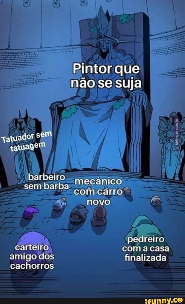 Pintor que
não se suja tatuagem barbeiro mecânico sem barba
Rêo novo carteiro: amigo dos
cachorros
pedreiro coma casa finalizada