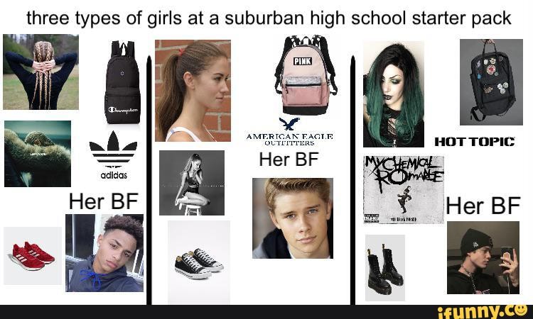 Three types of girls at a suburban high school starter pack AMERICAN ...