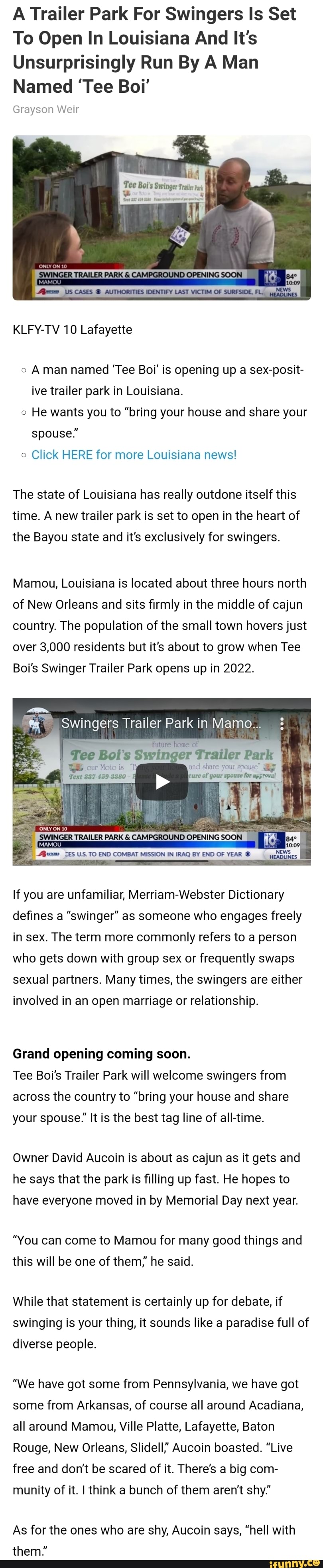 A Trailer Park For Swingers Is Set To Open In Louisiana And Its Unsurprisingly Run By
