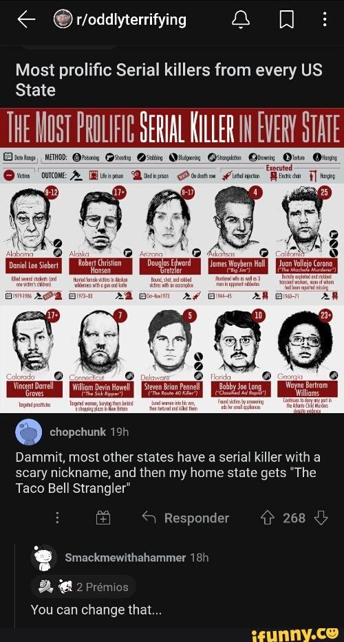 @roddlyterrifying Most prolific Serial killers from every US State THE ...