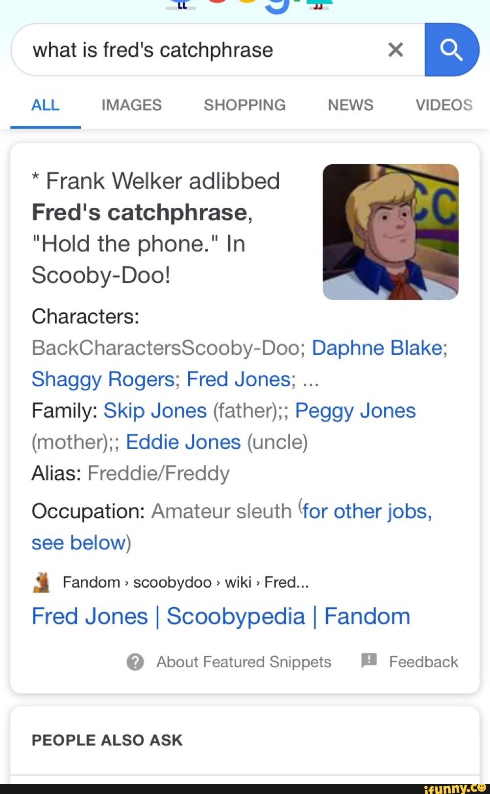 What is fred's catchphrase x Frank Welker adlibbed Fred's catchphrase
