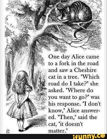 One Day Alice Came To A Fork In The Road And Saw A Cheshire Cat In A 