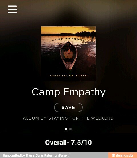Camp Empathy
ALBUM BY STAYING FOR THE WEEKEND
Overall- 7.5/10 - Overall- 7.5/10