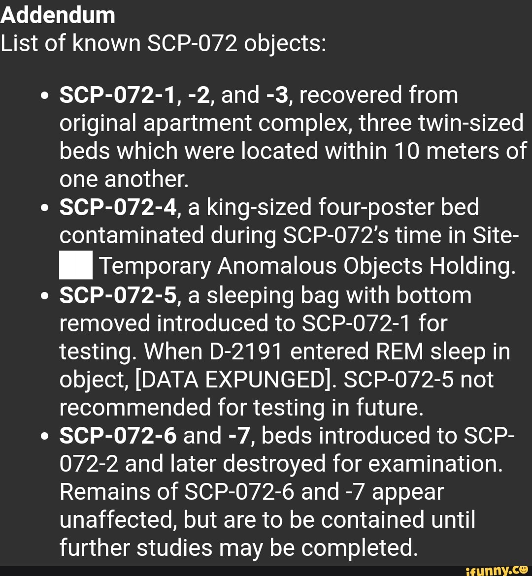 Scp 072 The Foot Of The Bed Scp Files Dr Cool Class S - vrogue.co