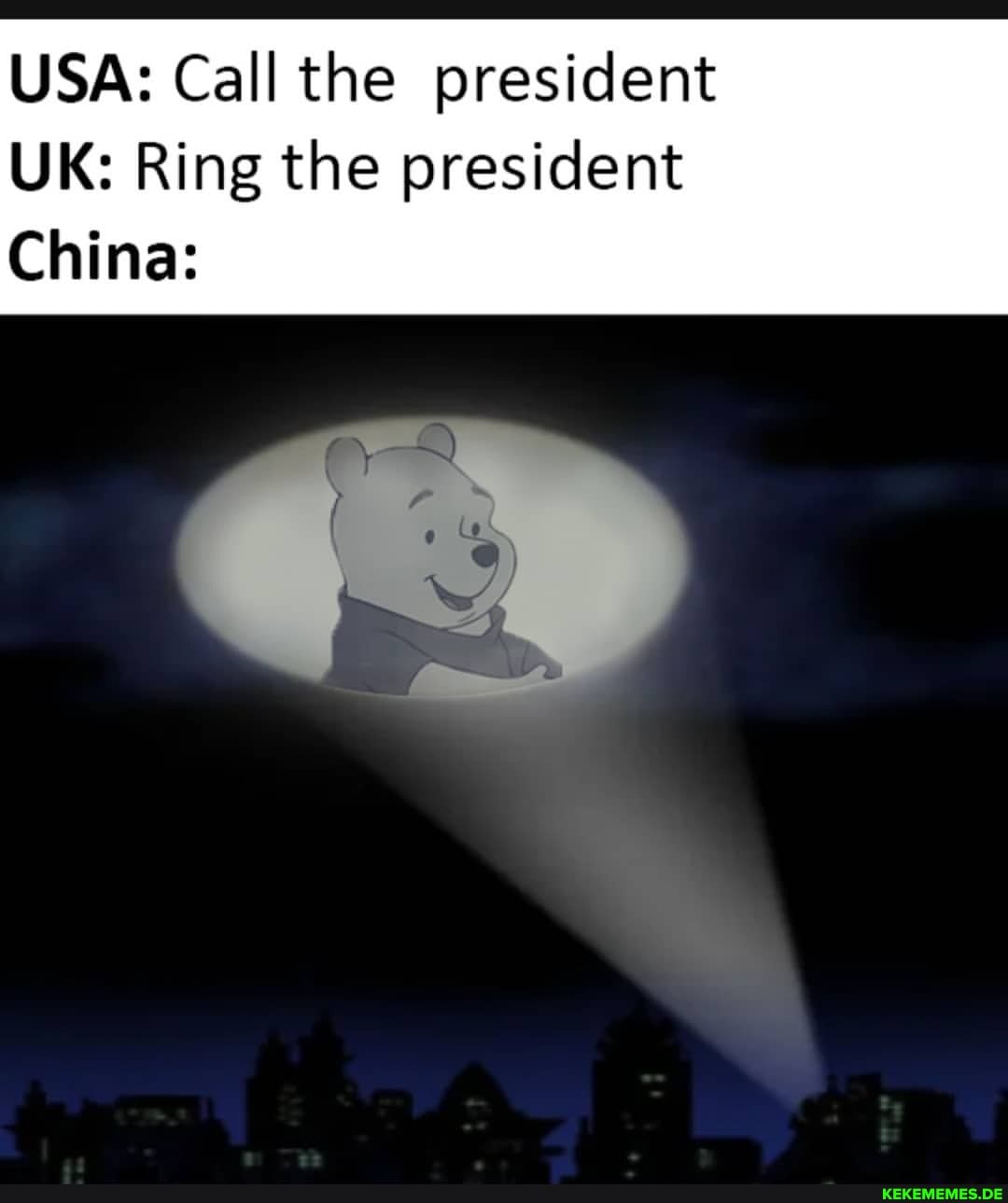 USA: Call the president
UK: Ring the president
China: