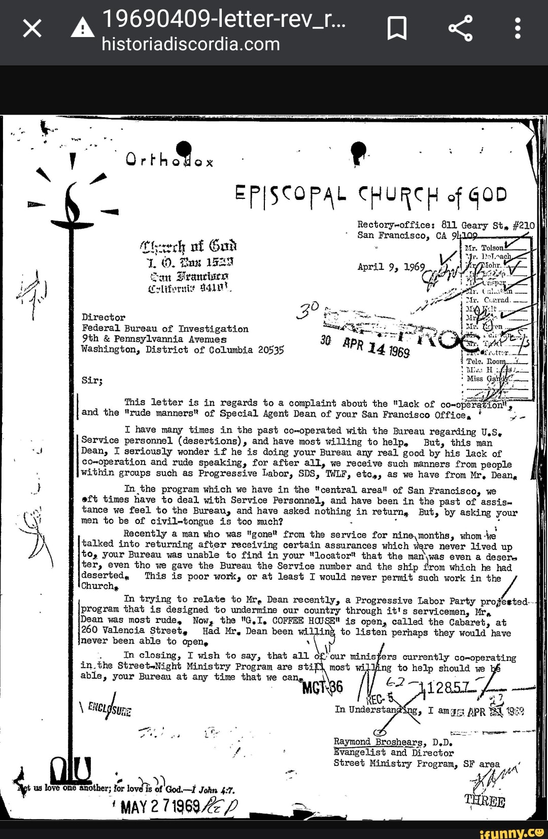 19690409-letter-rev_r. EPISCOPAL CHURCH of GOD Rectory-office: 811 Ge ...
