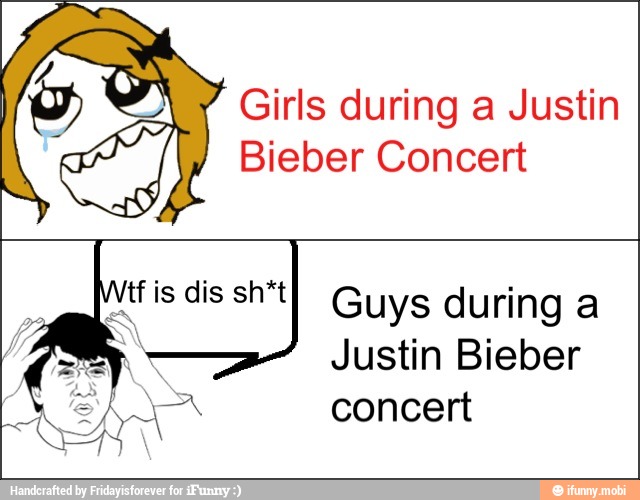 7
v Girls during a Justin
Bieber Concert
Guys during a
Justin Bieber
concert