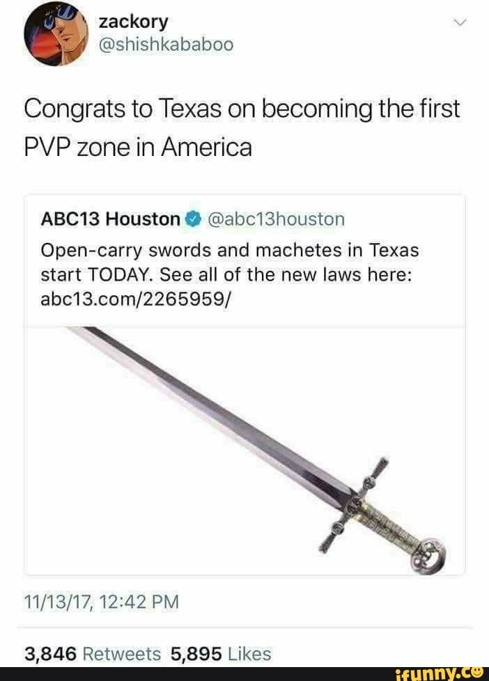 Congrats To Texas On Becoming The First Pvp Zone In America Abc13 Houston 0 Abc L3houston