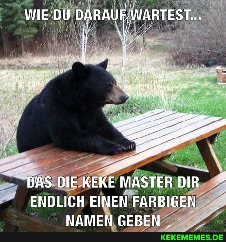 WIE DU DARAUF. WARTEST...
DAS DIE KEKE MASTER DIR
ENDLICH EINEN FARBIGEN NAMEN GEBEN
