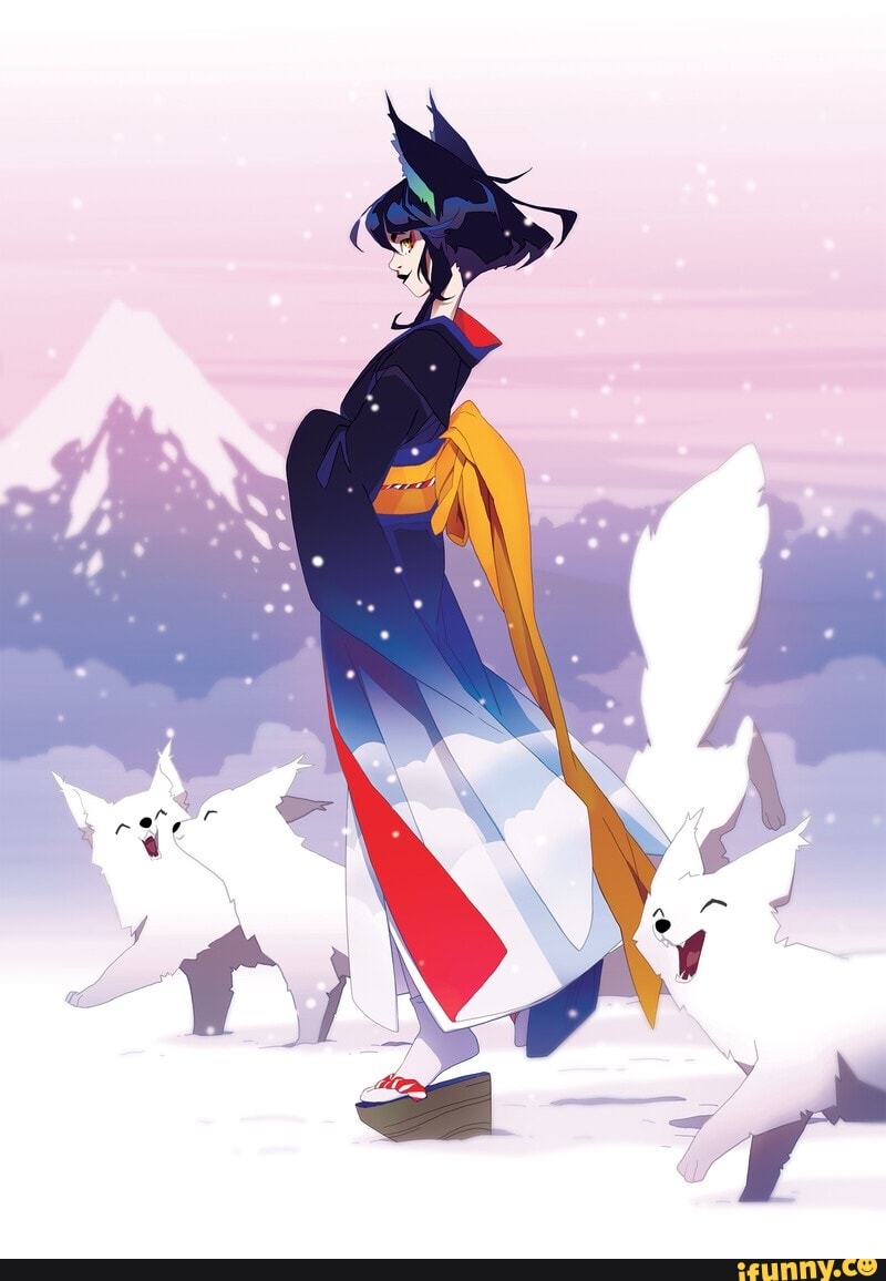 snow, fox, fantasy, white, pretty, beautiful, yokai