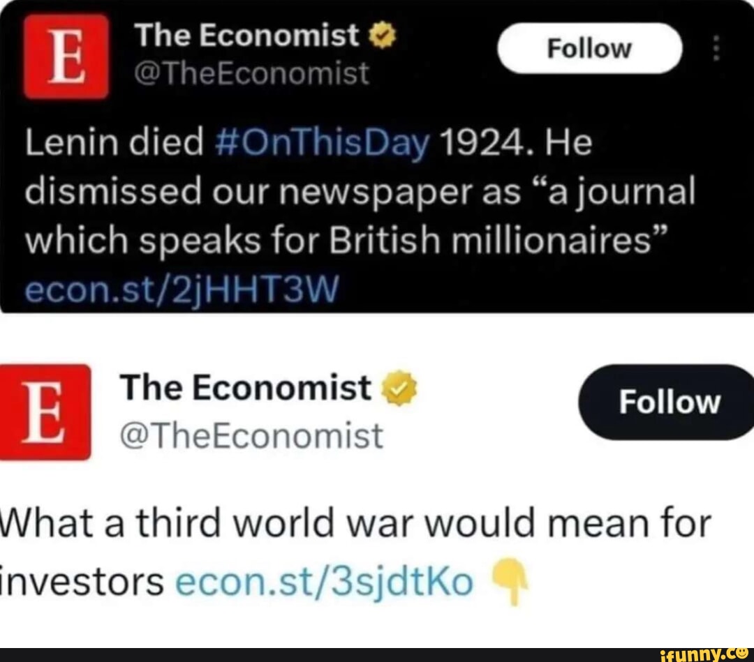 The Economist Follow Lenin died #OnThisDay 1924. He dismissed our 