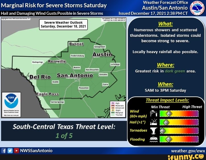 Marginal Risk for Severe Storms Saturday Hail and Damaging Wind Gusts ...