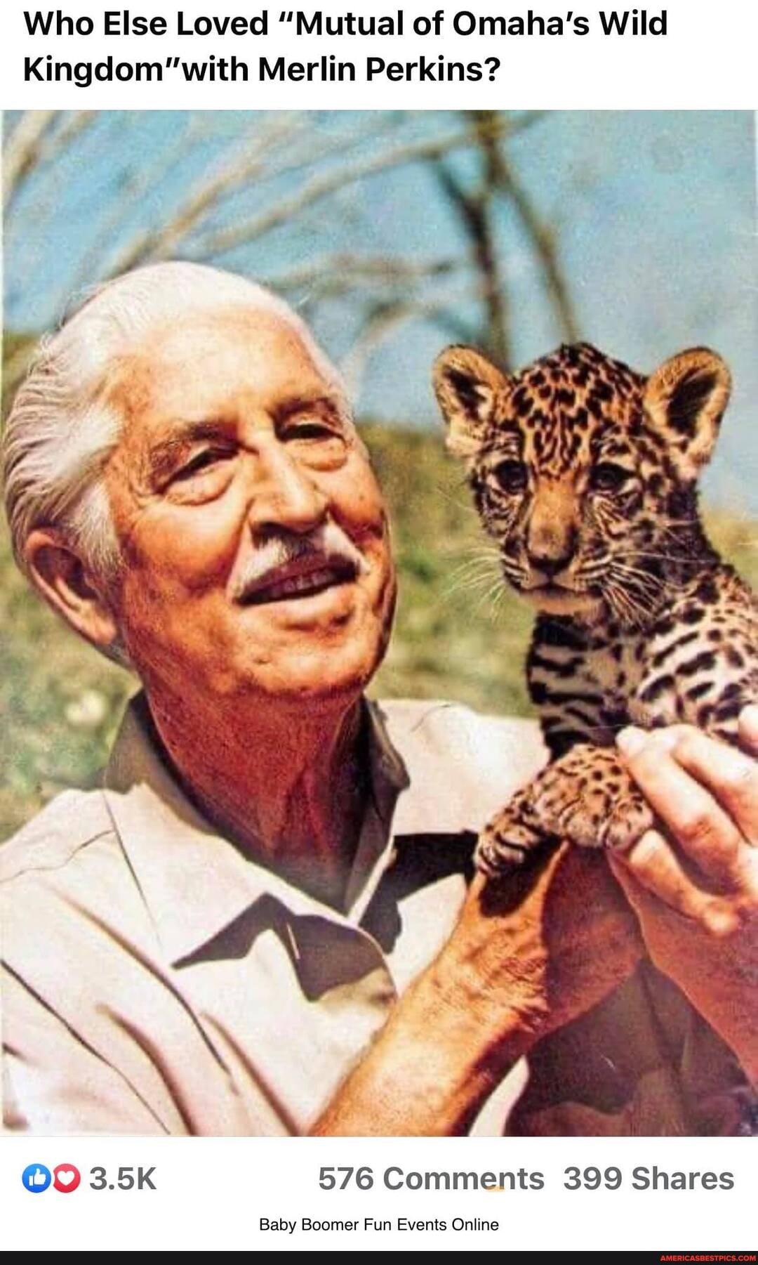 Who Else Loved "Mutual of Omaha's Wild
Kingdom" with Merlin Perkins?
COW) 3.5K 576 Comments 399 Shares
Baby Boomer Fun Events Online