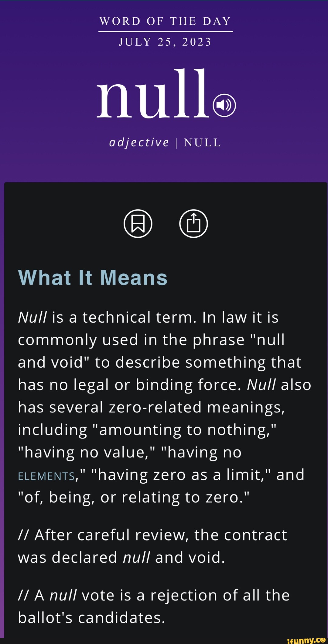 WORD OF THE DAY JULY 25, 2023 nulle adjective I NULL What It Means Null