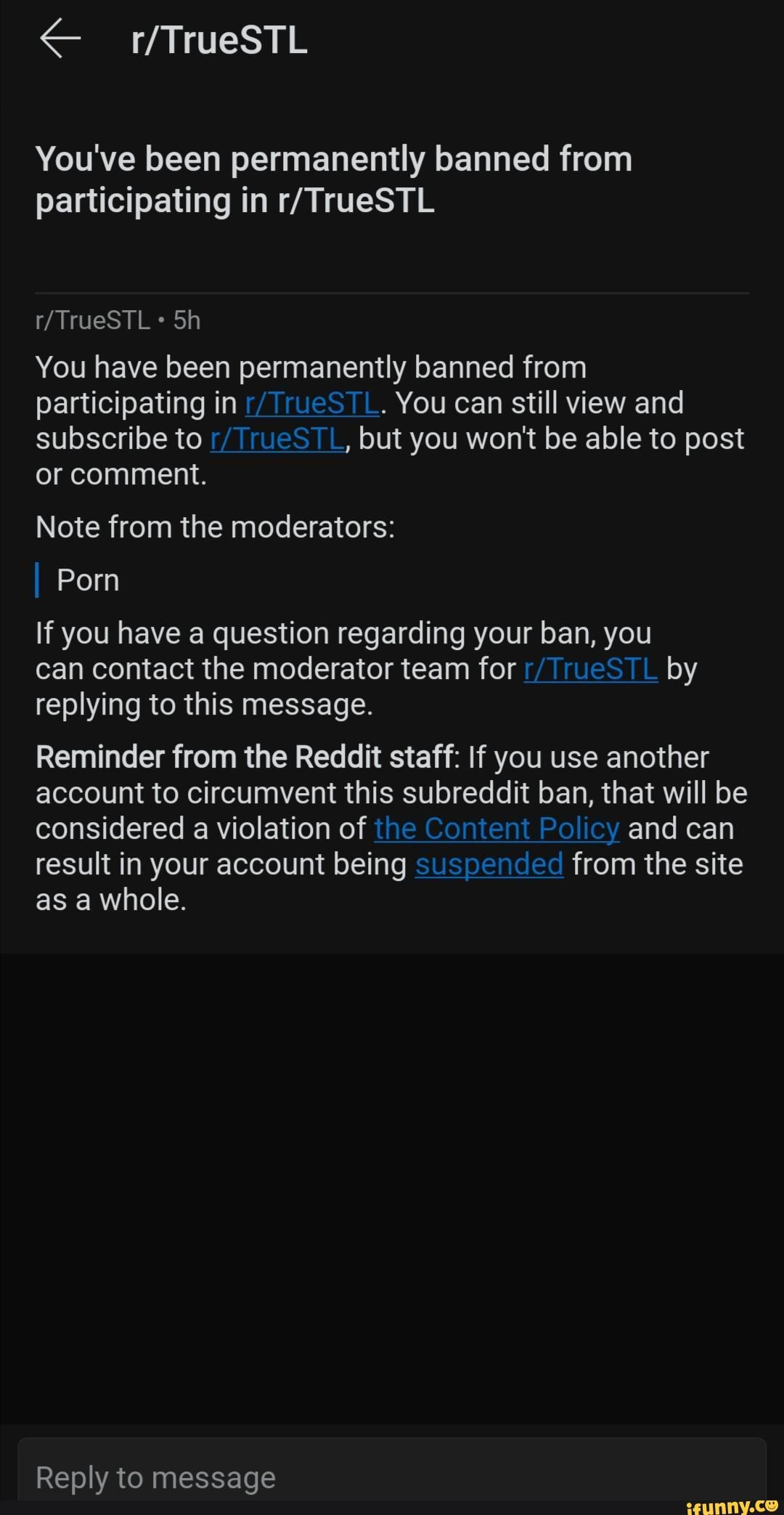 You've been permanently banned from participating in Sh You have been ...