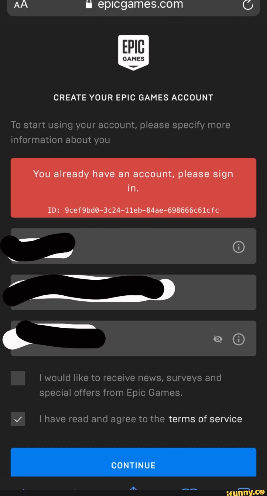 Epic Games Create Your Epic Games Account To Start Using Your Account Please Specify More