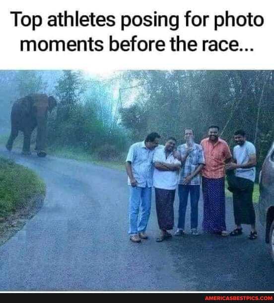 Top athletes posing for photo moments before the race...