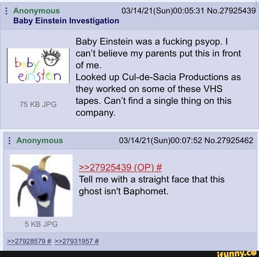 Anonymous No Baby Einstein Investigation Baby Einstein Was A Fucking Psyop I Wy Can T