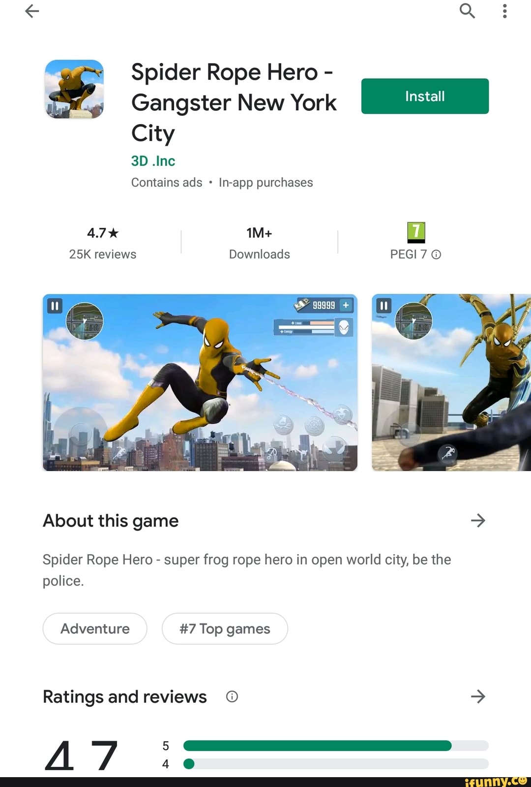 Spider Rope Hero Gangster New York .Inc Contains ads Inapp purchases