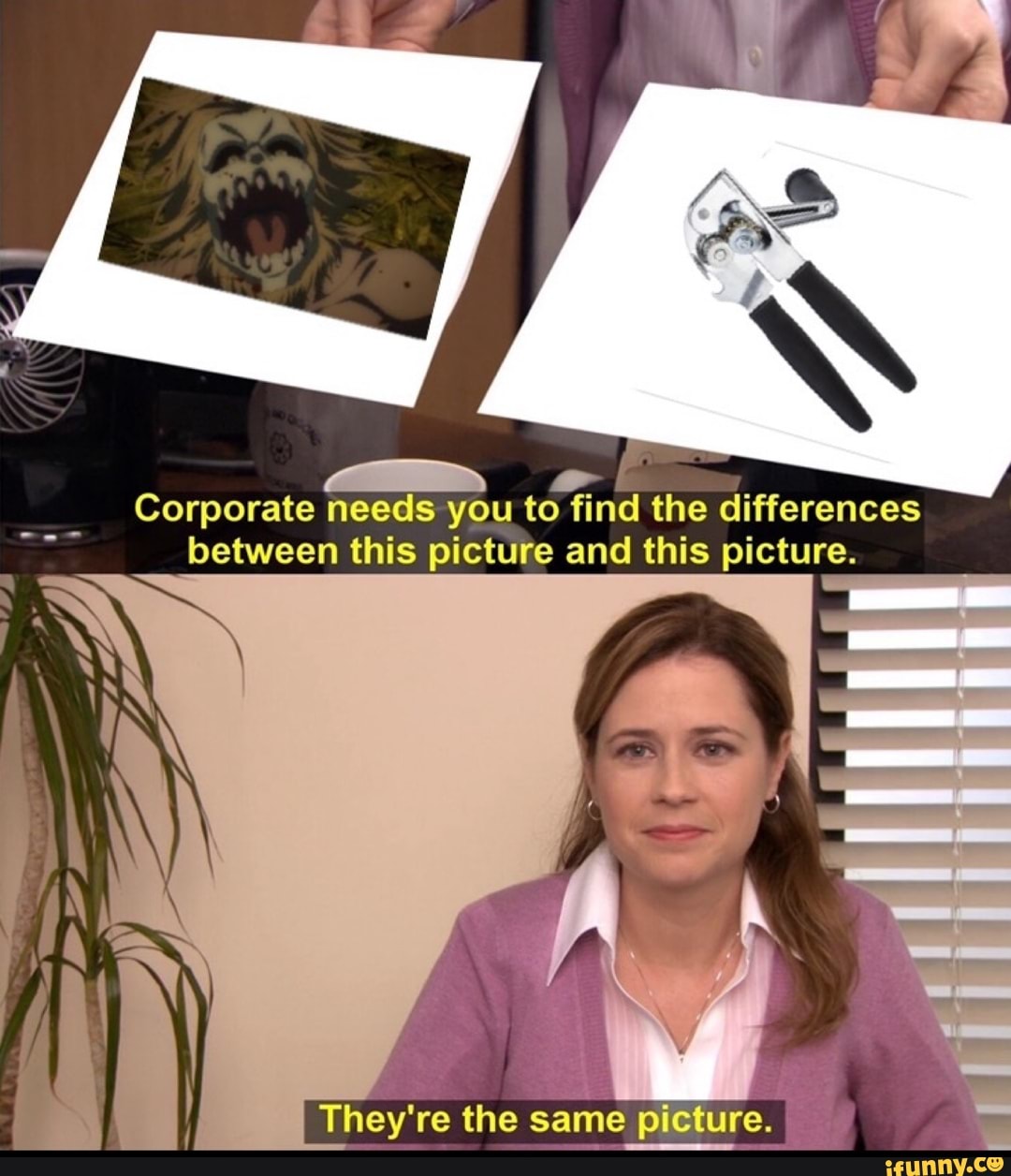 s j
Corporate needs you to find the differences between this picture and this picture.
They're the same picture.