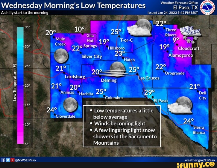 Wednesday Morning's Low Temperature" Pasp, Tx Achilly start to the