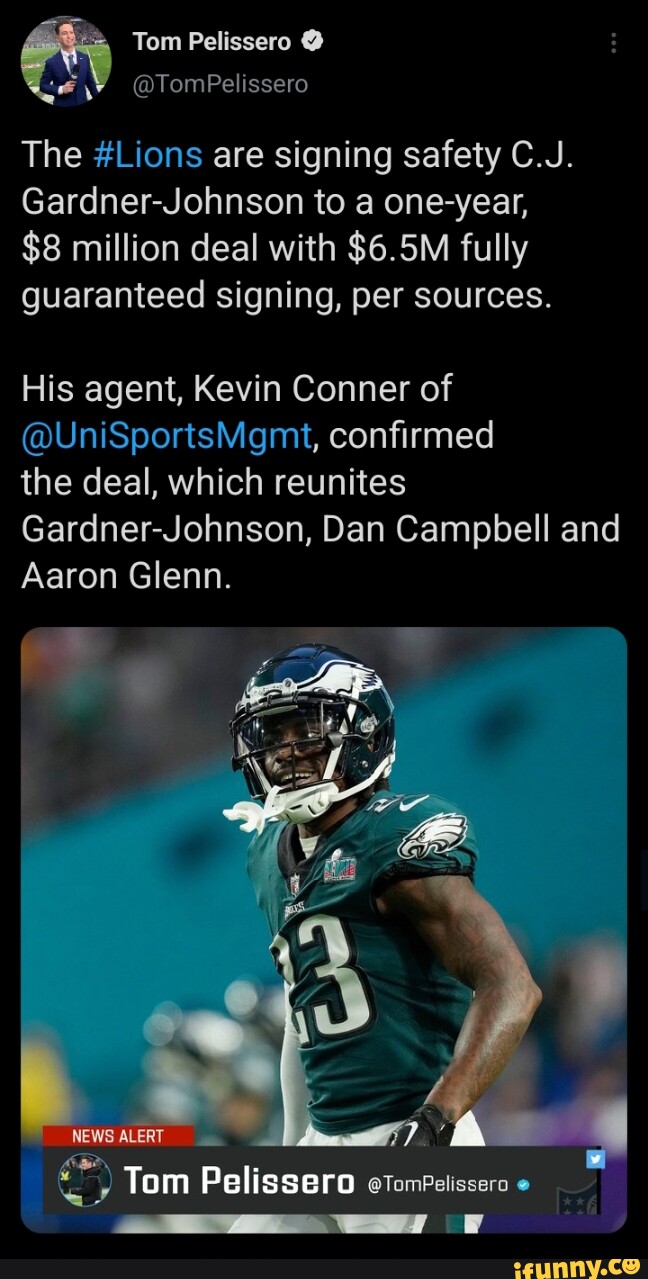 Tom Pelissero @TomPelissero The #Lions Are Signing Safety C.J. Gardner ...