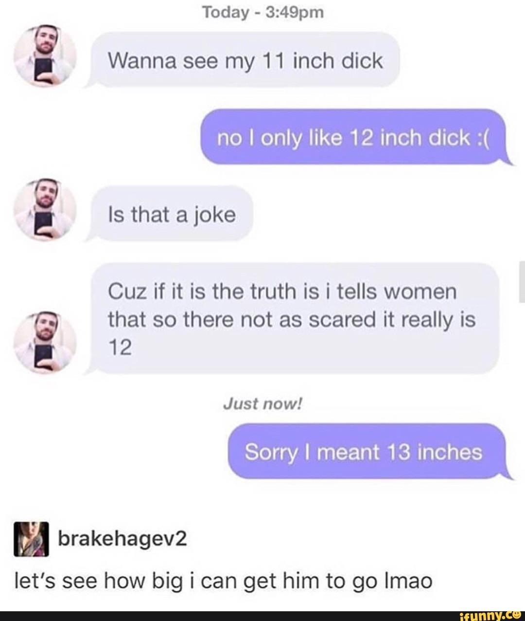 She laughed when he said he has a 12-inch dick