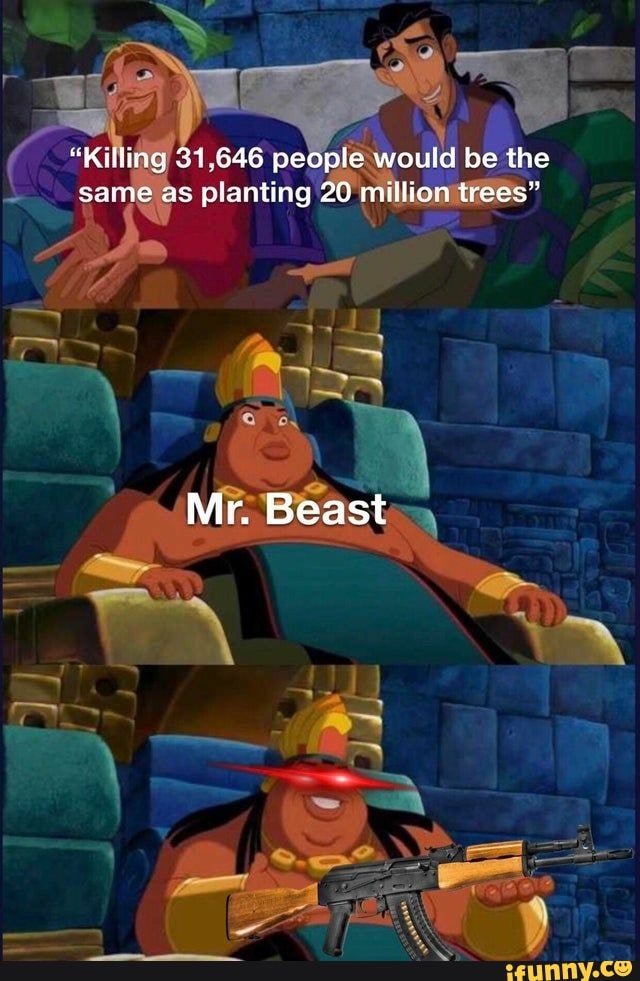 ing 41.546 people would be the same as planting 20 million trees"
Mr. Beast