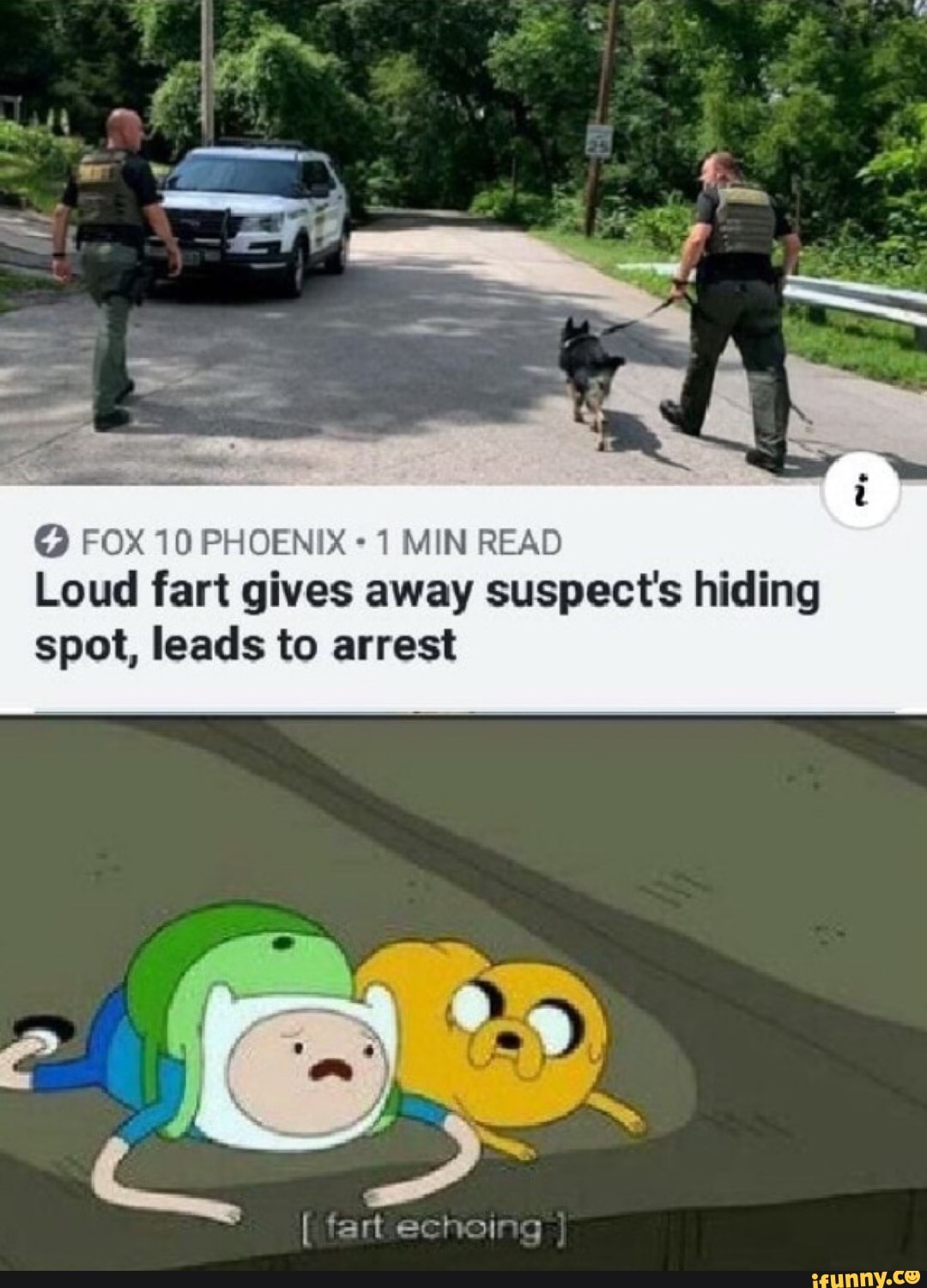 (O FOX 10 PHOENIX 1 MIN READ
Loud fart gives away suspect's hiding
spot, leads to arrest