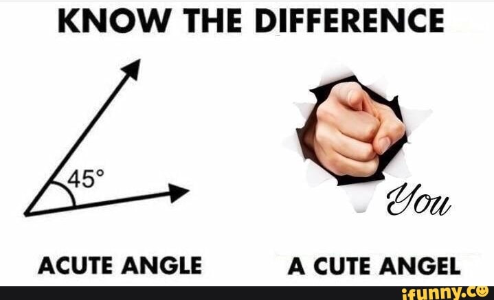 KNOW THE DIFFERENCE Lou ACUTE ANGLE A CUTE ANGEL - iFunny