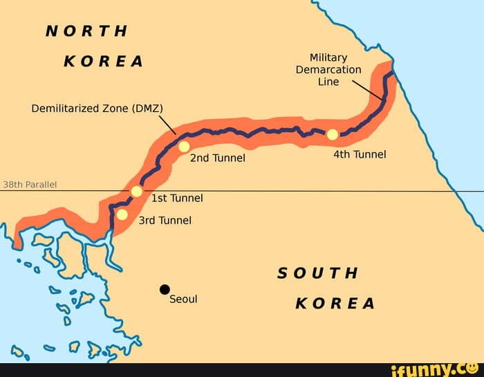 NORTH KOREA Military Demarcation Line Demilitarized Zone (DMZ) Tunnel ...