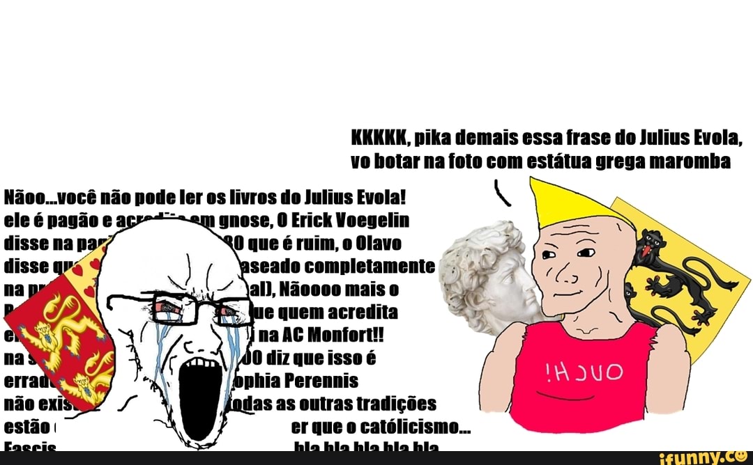 KKKKK, pika demais essa frase do Julius Evola, vo botar na foto com estátua  grega maromba